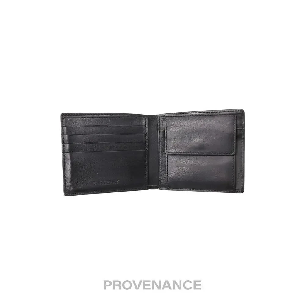🔴 Burberry Address Logo Bifold Wallet - Black Leather